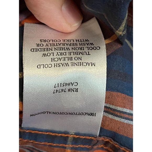 REDHEAD Mens Short Sleeve Dress Shirt 2XL Plaid Orange Blue XXL XXLarge Casual - Picture 5 of 7